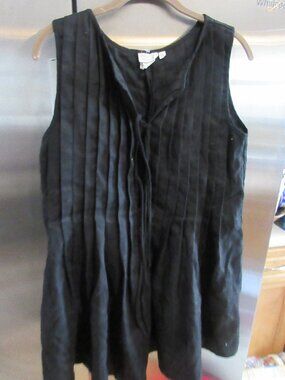 VRG GRL  Black Sleeveless Tunic tank top artsy linen 10 m